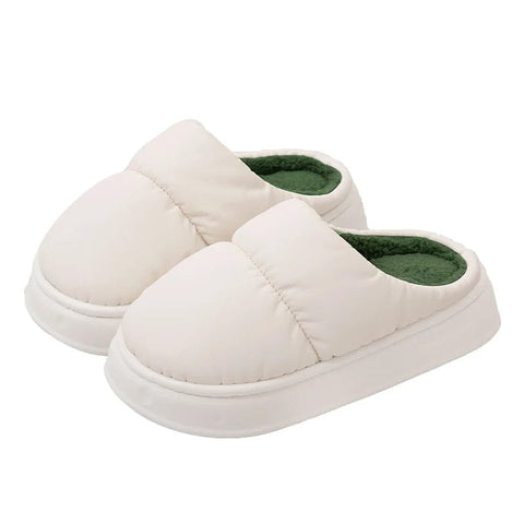 white fluffy slippers