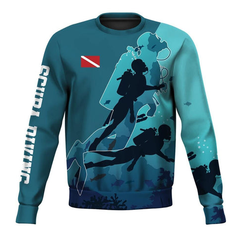 3D Print Unisex Scuba Diving Zipper Pullover Hoodie Sweatshirt