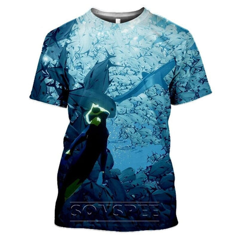 3D Printed Unisex Scuba Diving Casual Fashion Short Sleeve Crew Neck T-Shirts