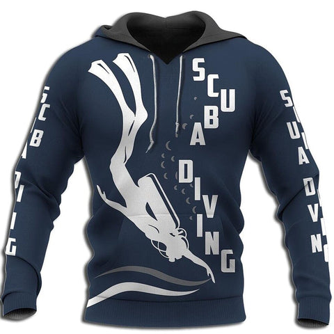 Cool Scuba Diving Art 3D Full Printed Zip Hoodies For Men and Women