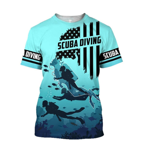 Summer Sport 3D Printed Diving Art Casual Fashion Short-Sleeve Men T-Shirt