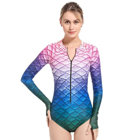 Women Rash Guards One-piece Long Sleeved Diving Suit